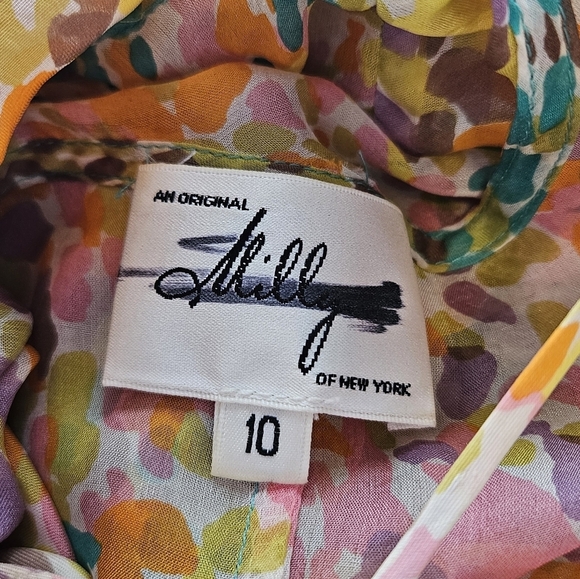 Milly Womens Silk Pastel Confetti Blouson & Matching Tank Under Sz 10 V/Neck - Picture 13 of 15